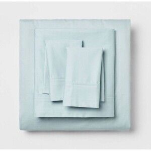 Queen Solid Performance 400 Thread Count Sheet Set Light Blue - Threshold
